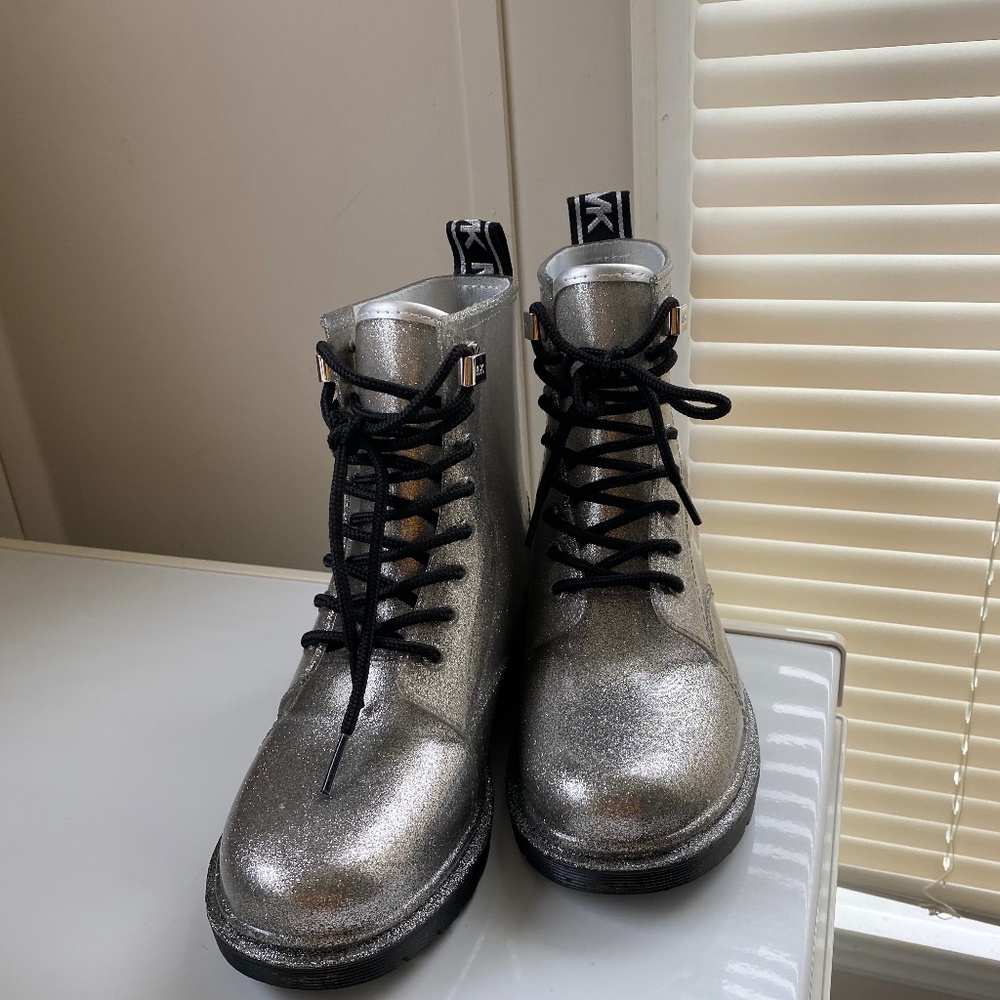 Silver Michael Kors rain boots